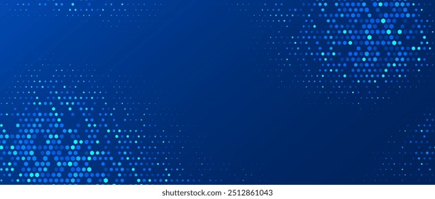 Textura hexagonal azul brillante. Fondo de gradiente de cuadrícula hexagonal Abstractas. Fondo de patrón de panal azul marino. Negocios universales, ciencia, salud, medicina, tecnología, Fondo de pantalla de presentación. Vector