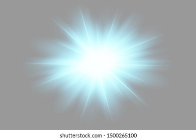 Glow blue light effect set, lens flare, explosion, glitter, line, sun flash, spark and stars. Abstract special effect element design.