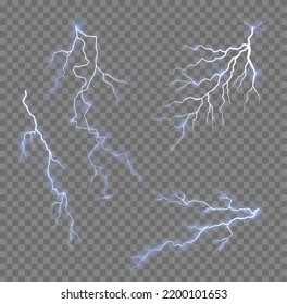 Glow blue sparkle explosion. Thunder storm realistic lightning. Sparks electrical and stars. Light effect and lighting. Symbol of natural strength or magic, abstract, electricity and explosion. Vector