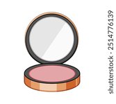 glow blush compact cartoon. highlight contour, blend brush, pigment natural glow blush compact sign. isolated symbol vector illustration