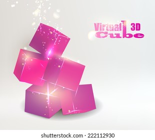Glow box pyramid over light background.  Vector illustration.