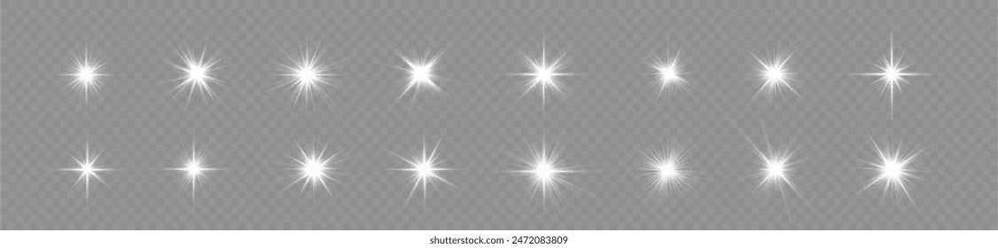 Glow bright light star, white sun rays, sunshine.	