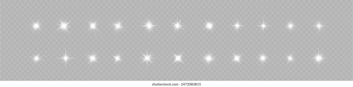 Glow bright light star, white sun rays, sunshine.	