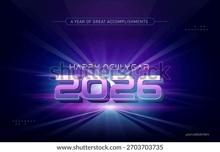 Glow burst effect new year 2026 background design. Vector holiday template for greeting card, banner, party, web.