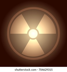 Glow button with radiation symbol