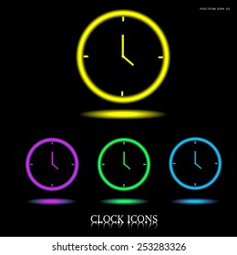 glow clock icon-vector 