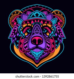 glow color bear from abstract pattern