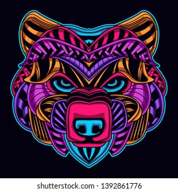 glow color bear from abstract pattern