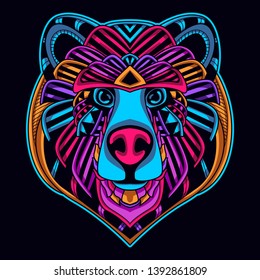 glow color bear from abstract pattern