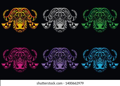 glow color cow in abstract pattern