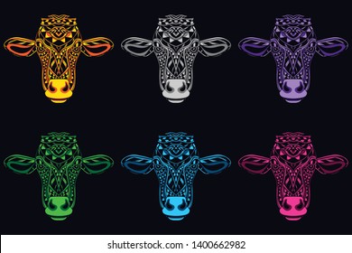 glow color cow in abstract pattern