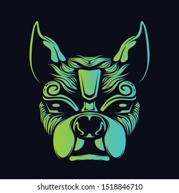glow color gradation ethnic dog head artwork illustration