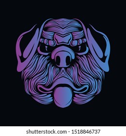 glow color gradation ethnic dog head artwork illustration