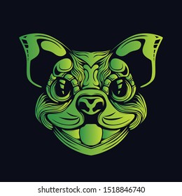 glow color gradation ethnic dog head artwork illustration