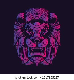 glow color lion head artwork illustration