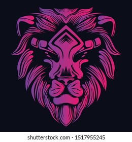 glow color lion head artwork illustration