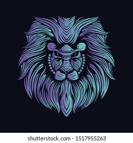 glow color lion head artwork illustration
