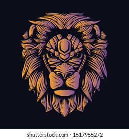 glow color lion head artwork illustration
