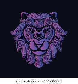 glow color lion head artwork illustration