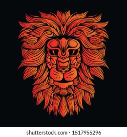 glow color lion head artwork illustration