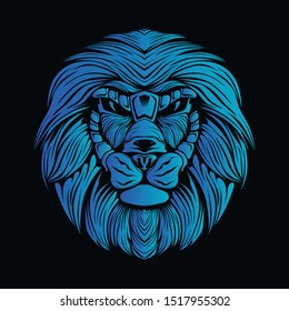glow color lion head artwork illustration