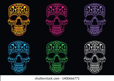 glow color skull head from abstract pattern