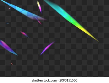Glow Cristal Vector Transparent Background. Holographic Confetti Glint Wallpaper. Holo Glitter Digital Template. Gradient Overlay Sparkle Poster.