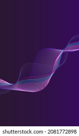 Glow Curve Background Purple Vector. Soundwave Splash Texture. Colorful Line Power. Infinity Banner.