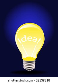 Glow in the dark light bulb with the words "idea" inside