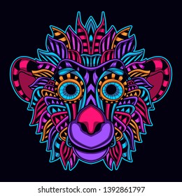 Glow Dark Monkey Abstract Pattern Stock Vector (Royalty Free