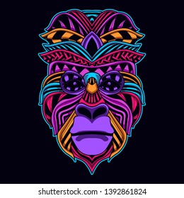 glow in the dark monkey from abstract pattern