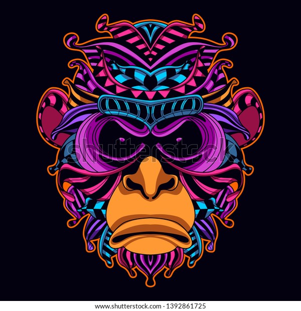 glow in the dark monkey from abstract pattern