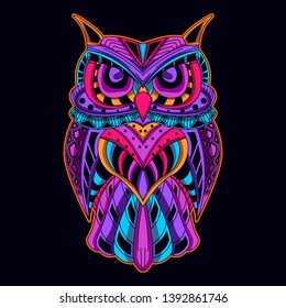 glow in the dark owl from abstract pattern