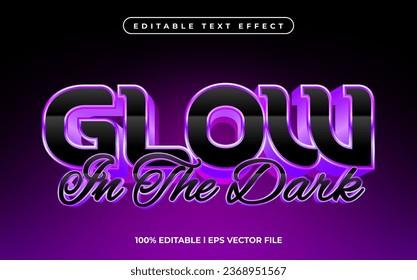 glow in the dark text effect editable video cover and banner text style, 3d typography template