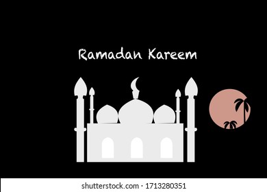 Glow in the dark, White Mosque during Ramadan Month.