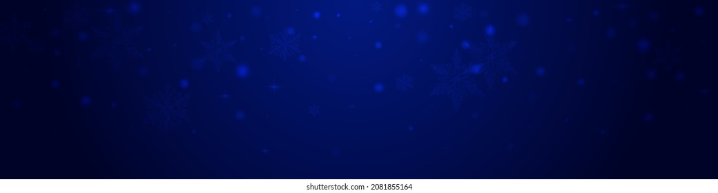 Glow Dots Vector Pnoramic Blue Background. Shiny Minimal Stars Texture. Xmas Snowstorm Design. Festive Confetti Wallpaper.