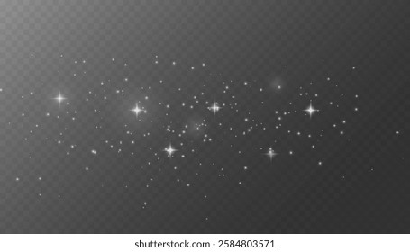 Glow dust. Bokeh light lights effect. Shimmering Dust. Bokeh Lights. Festive Designs.White png dust light. Spark overlay. Vector space stars png. Glowing stars on transparent