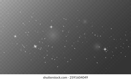 Glow dust. Bokeh light lights effect. Shimmering Dust. Bokeh Lights. Festive Designs.White png dust light. Spark overlay. Vector space stars png. Glowing stars on transparent