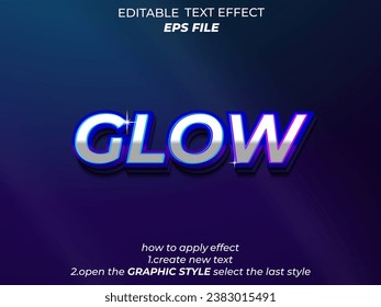 glow editable text effect 3d font style. vector template