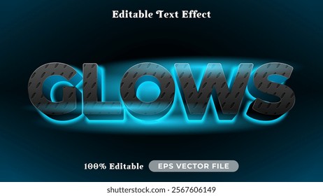 Glow editable text style effect, Glow 3D text style theme.