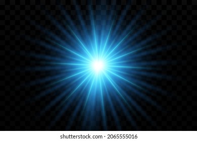 Glow effect. Blue glowing particles, stars. Vector illustration.
