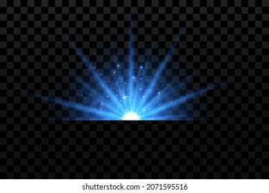 Glow effect. Blue glowing particles, stars. Vector illustration.