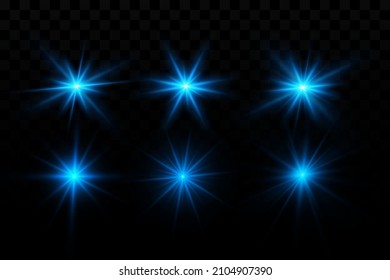 Glow effect. Blue glowing particles, stars. Vector illustration.