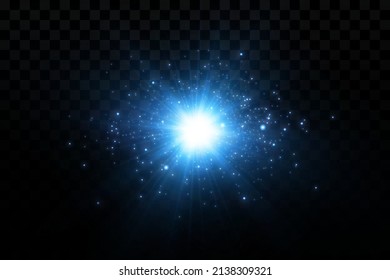Glow effect. Blue glowing particles, stars. Vector illustration.