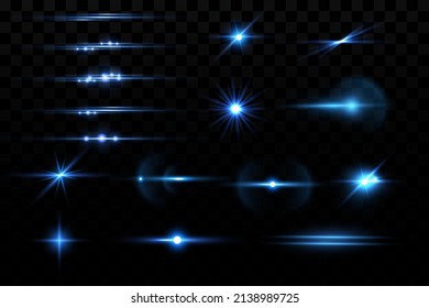 Glow effect. Blue glowing particles, stars. Vector illustration.