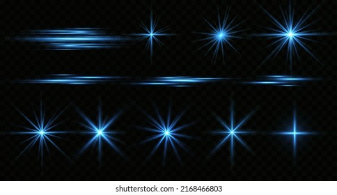 Glow effect. Blue glowing particles, stars. Vector illustration.