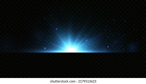 Glow effect. Blue glowing particles, stars. Vector illustration.