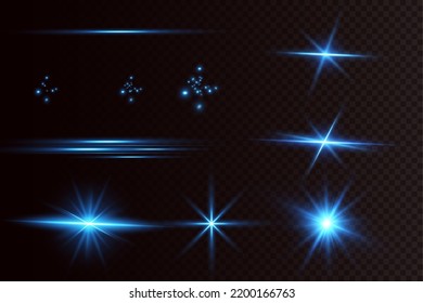 Glow effect. Blue glowing particles, stars. Vector illustration.
