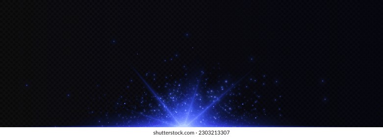 Glow effect. Blue glowing particles, stars. Vector illustration.