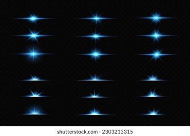Glow effect. Blue glowing particles, stars. Vector illustration.